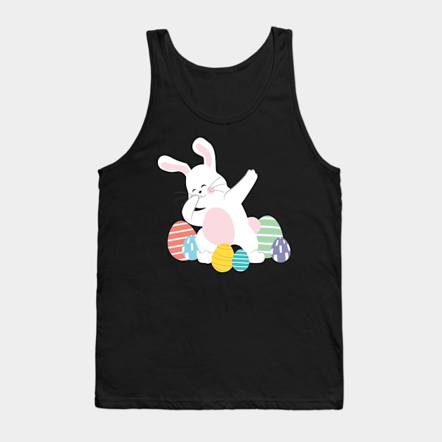 Dabbing Easter Bunny Colorful Easter Egg Tank Top by BUBLTEES